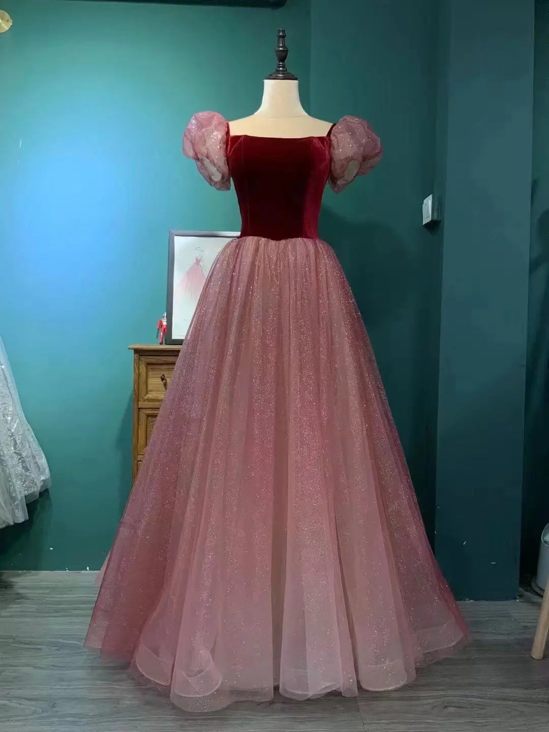 Maxy New Women's Mesh Banquet Evening Dress Fashionable Slimming Annual Meeting Puffy Skirt Solo Vocal Art Exam Dress