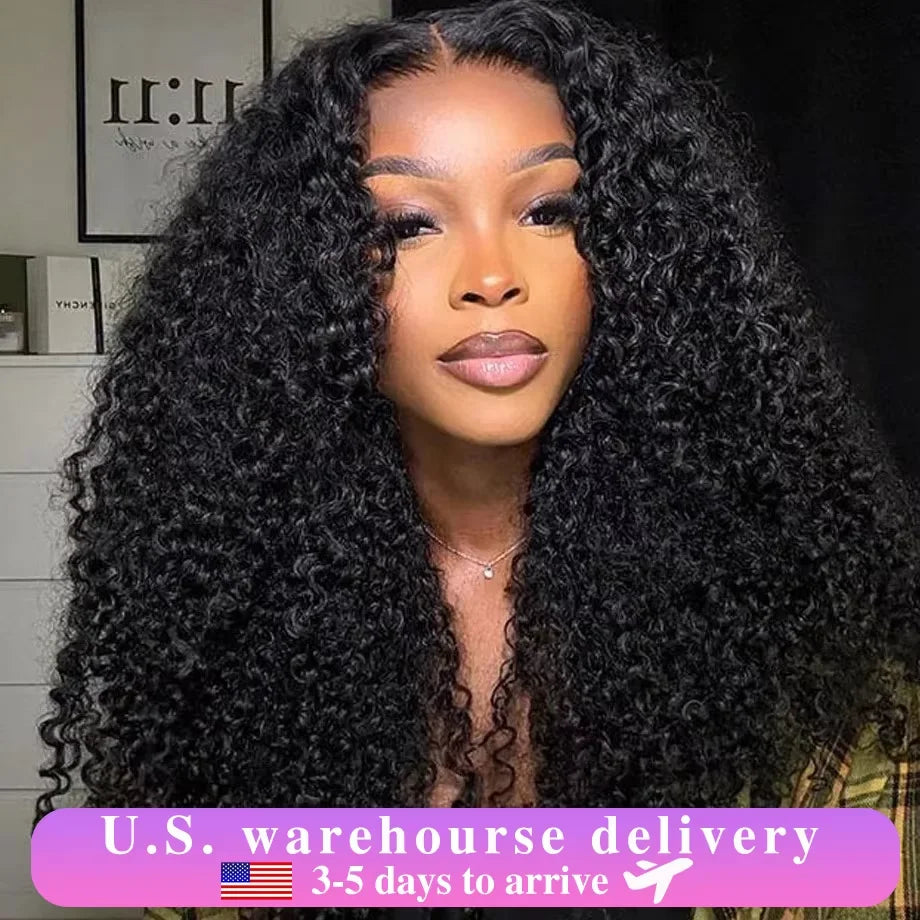 Maxy Kinky Curly Wigs 13x6 HD Lace Frontal Wig Glueless Human Hair 4C Afro Curly Lace Front Human Hair Wigs 4x4 HD Lace Closure Wigs