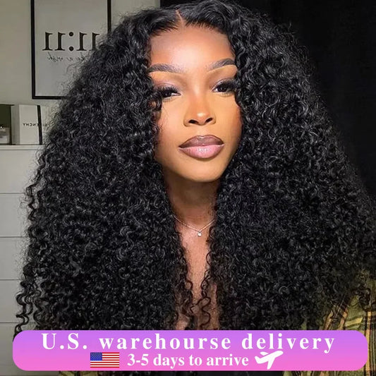 Maxy Kinky Curly Wigs 13x6 HD Lace Frontal Wig Glueless Human Hair 4C Afro Curly Lace Front Human Hair Wigs 4x4 HD Lace Closure Wigs