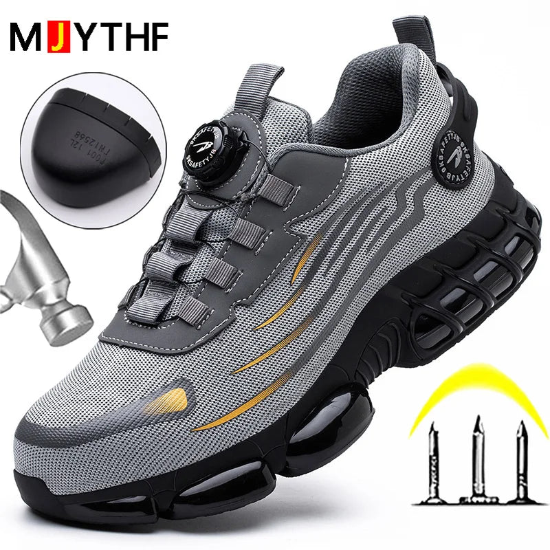 Visco Rotating Button New Safety Shoes Men Anti-smash Anti-puncture Work Shoes Fashion Men Sport Shoes Security Protective Boots Men