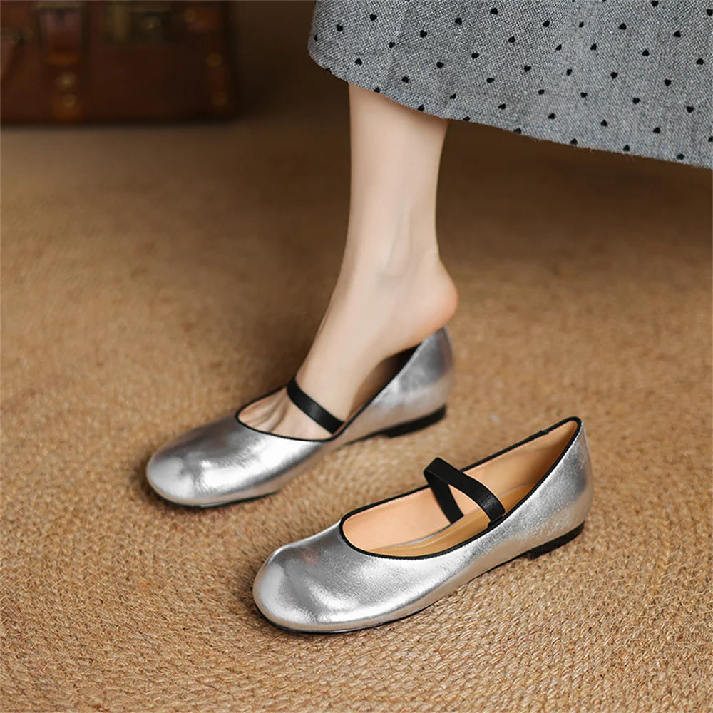 Maxy FEDONAS Shoes For Women Hand Stitch Casual Streetwear Ballet Flats Female Leopard Silver Gold Flats Shoes Loafers