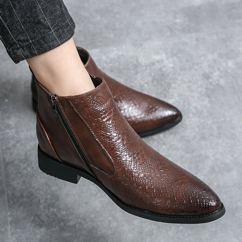 Amay Chelsea Boots Work shoes Italian Handmade Boot Shoes For Formal Dress Wedding Business MAN ANKL BOOT New cowboy boots brown