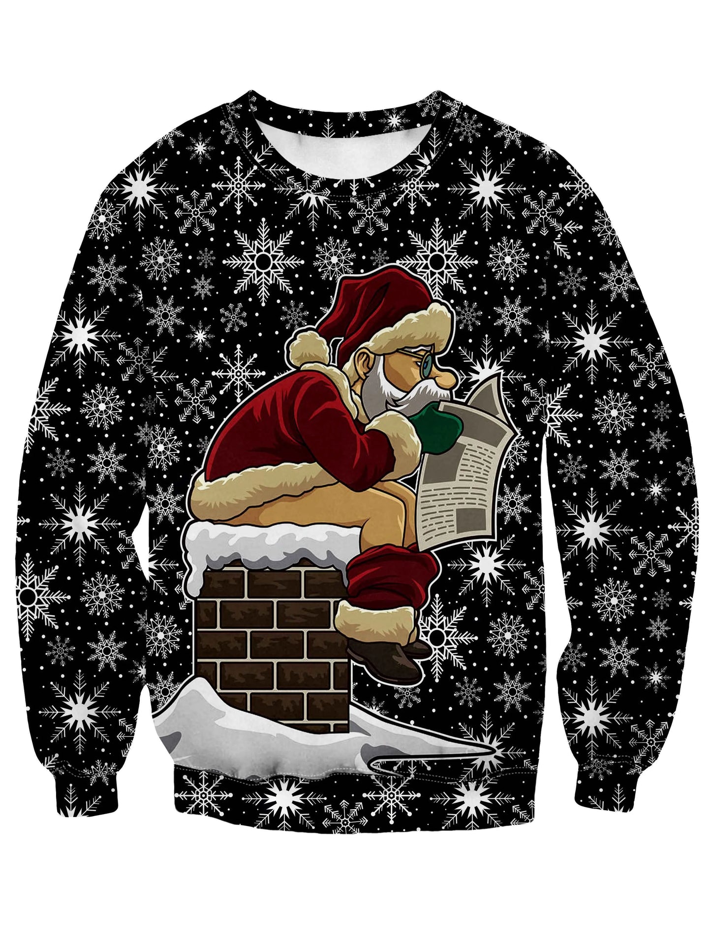 Maxy Funny Santa Claus Print Fashion Sports Sweaters Men's Casual Round Neck Pullover Hoodie Ugly Cugly Christmas Sweater Women Tops