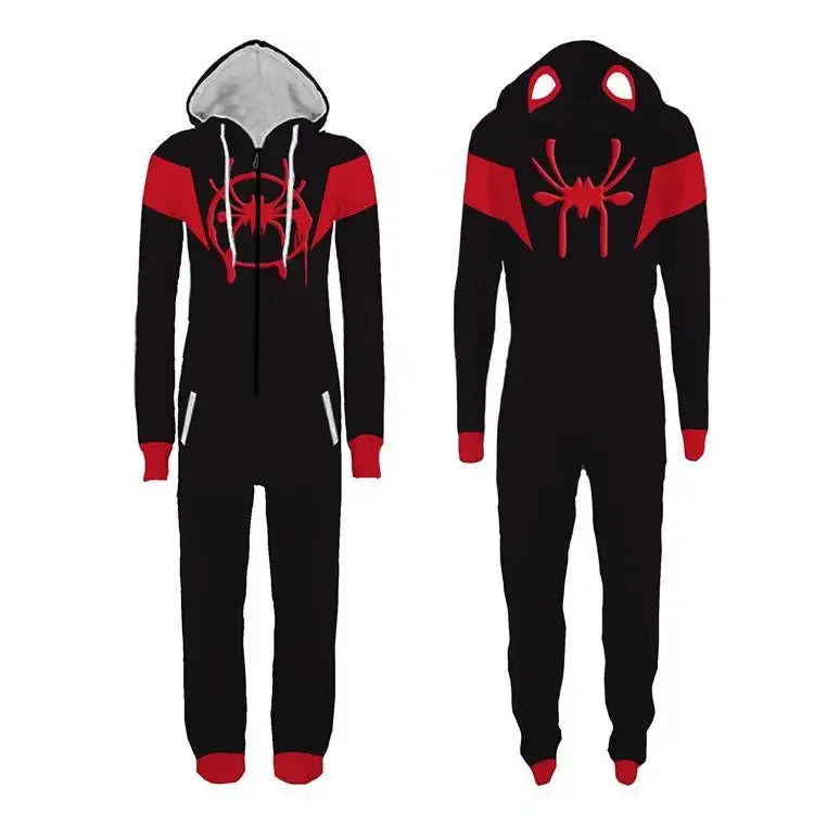 Visco Spiderman Deadpool Jumpsuit Pajamas Cosplay Costume Men Women Superheo Onesie Pyjama Halloween Christmas Party Cartoon Sleepwear