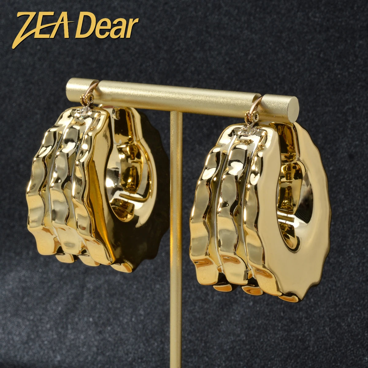Maxy Hoop Earrings Girl's Gift Gold Plated Jewelry Sets Italian Ornaments Fashion Luxury Women Party Daily Wear