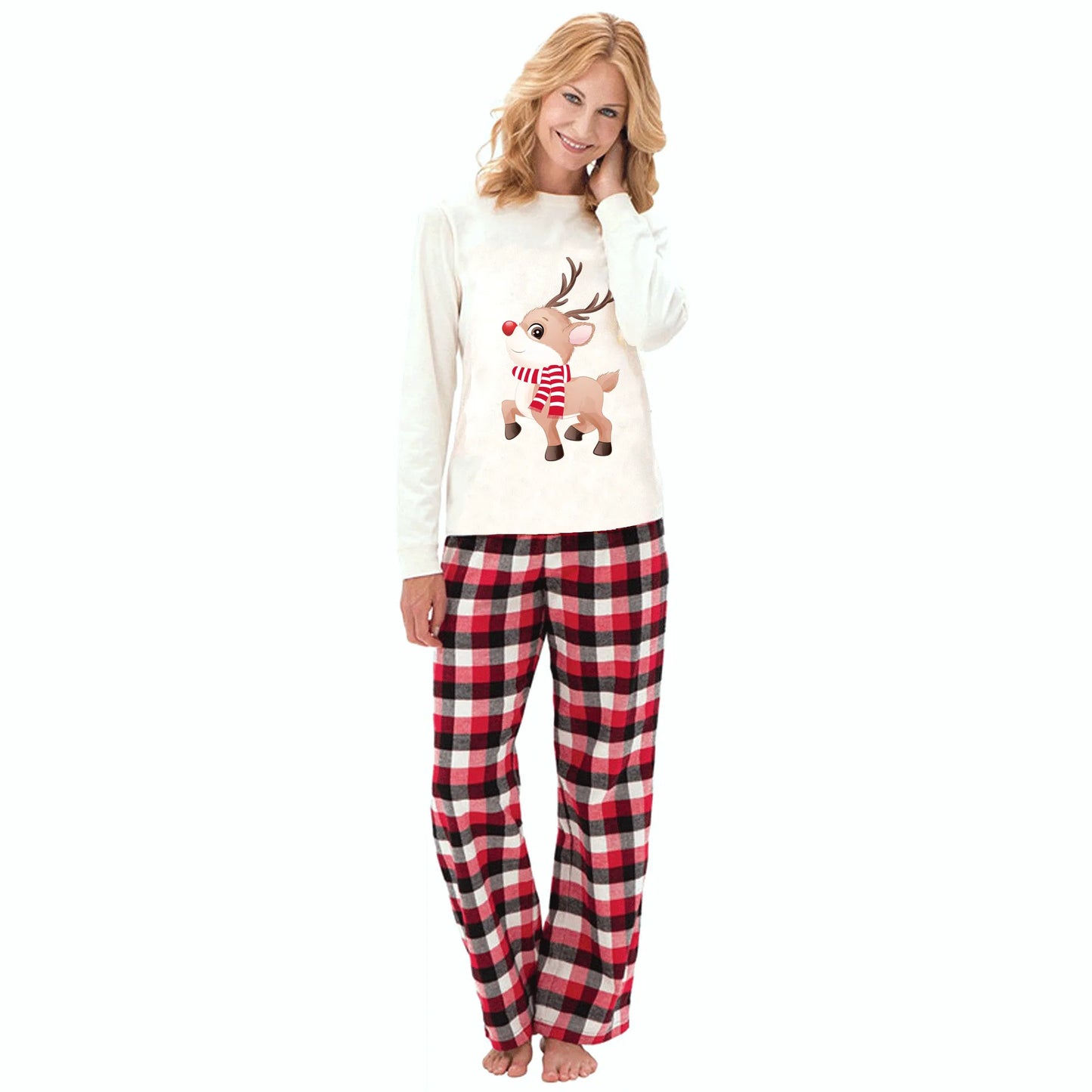 Maxy new Christmas Moose print family long sleeve pajamas set home wear