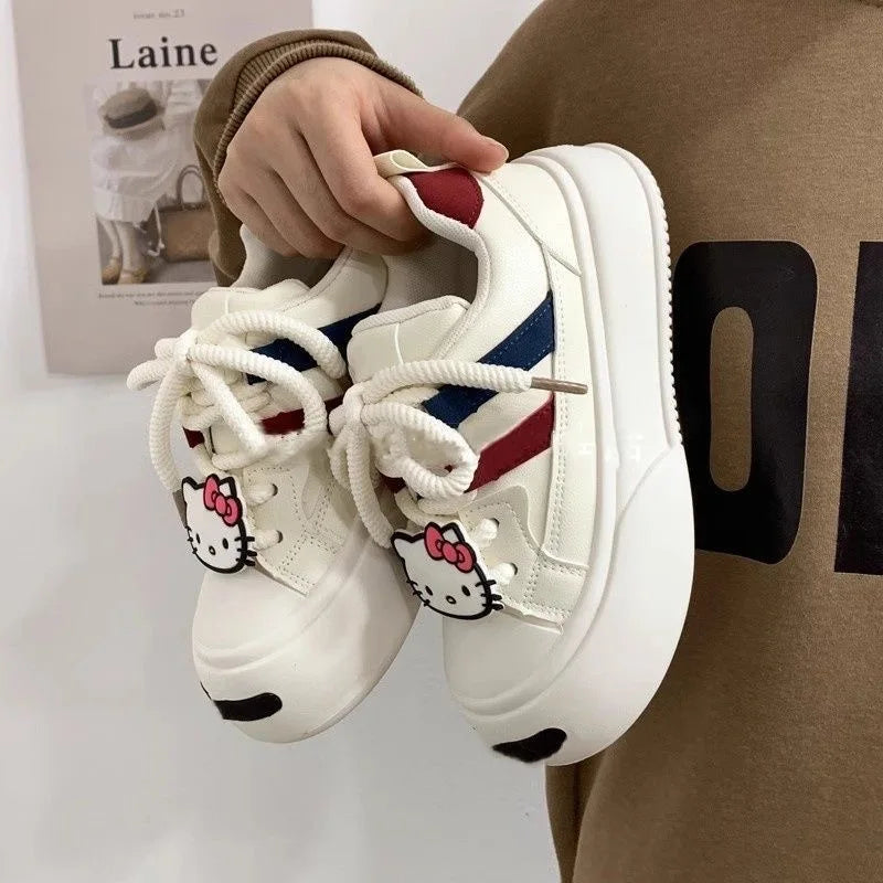 Maxy Autumn Big Head White Shoes Women's Thick Bottom Casual Shoes Hello Kitty New Middle School Student Sports Bread Shoes