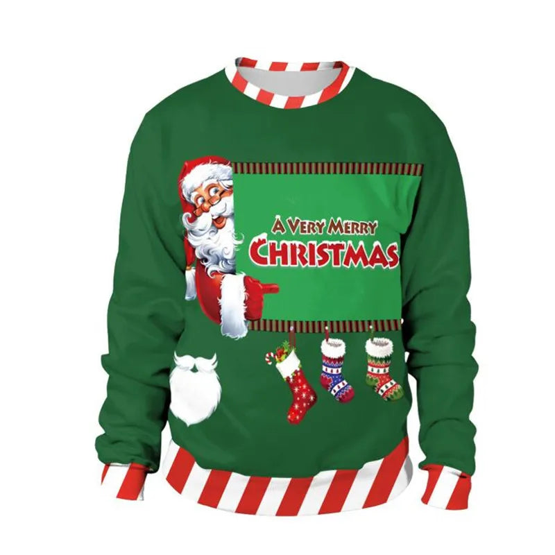 Visco Men Women Alpaca Ugly Christmas Sweatshirt 3D Funny Print Novelty Xmas Sweater Pullover New Year Eve Holiday Party Jumper Tops