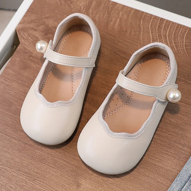 Maxy Solid Pearls shoes Girl's Toddler/Little Angela Dress Mary Jane Ballet Flats Retro Red Girl Wedding Party Ballerina Flat Shoes