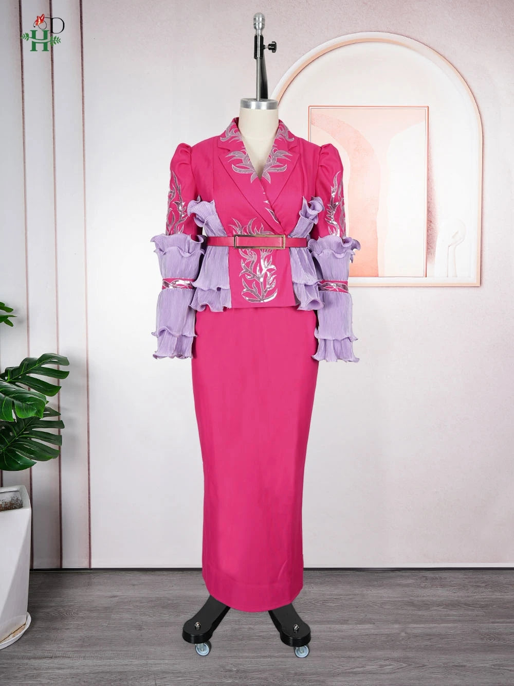 Maxy Dresses for Woman Turkey Dress Ruffled Sleeves Floral Embroidery Wedding Party Dress Plus Size Luxury Clothing