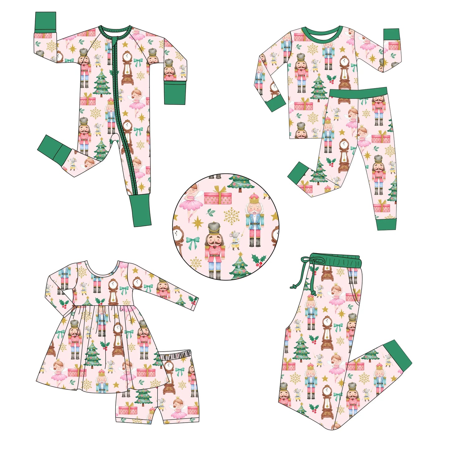 New Design Christmas Pajamas Matching Toddler Clothing One Piece Zipper Baby Boy Autumn Clothing Customized Milk Silk Nutcracker