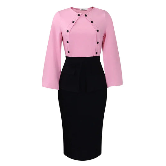 Gacy Autumn and Winter New Fashion Temperament OL Tongler Long-sleeved Top Wrap Hip Skirt Two-piece Set