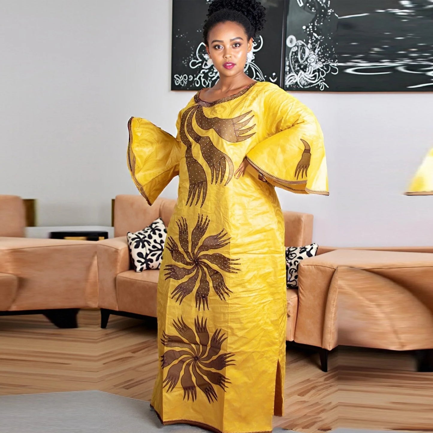 African Attire For Women Abaya Embroidery Plus Size Elegant Party Church Dress