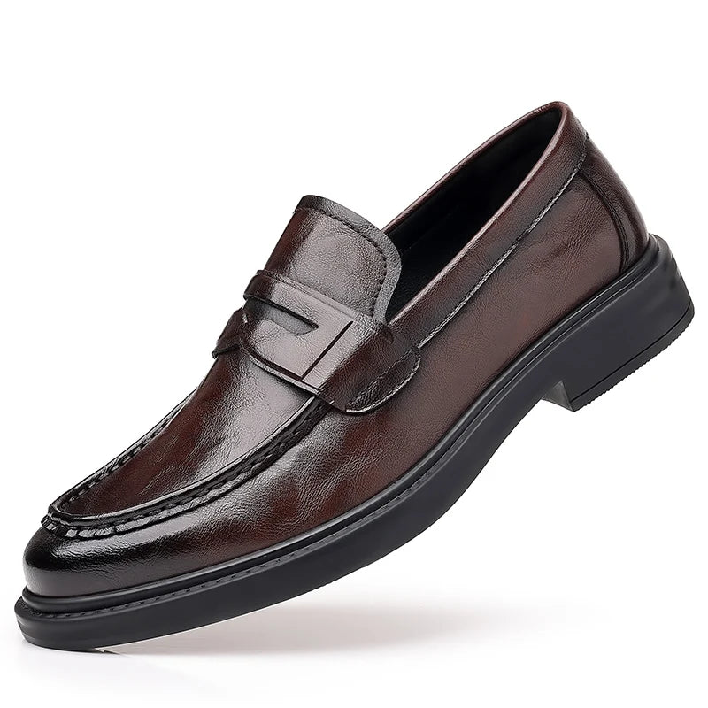 Visco Italian High-end Leather Slip-on Shoes Men's Business Dress Square Toe British Slip-On Formal Casual Loafer Oxford Shoes Wedding