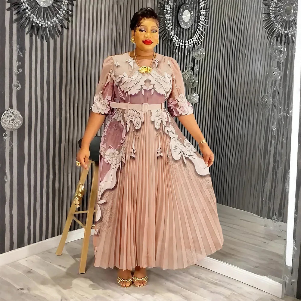 Amay Dresses for Women Elegant Autumn Fashion Print Robe Plus Size Turkey Muslim Wedding Evening Party Long Dress