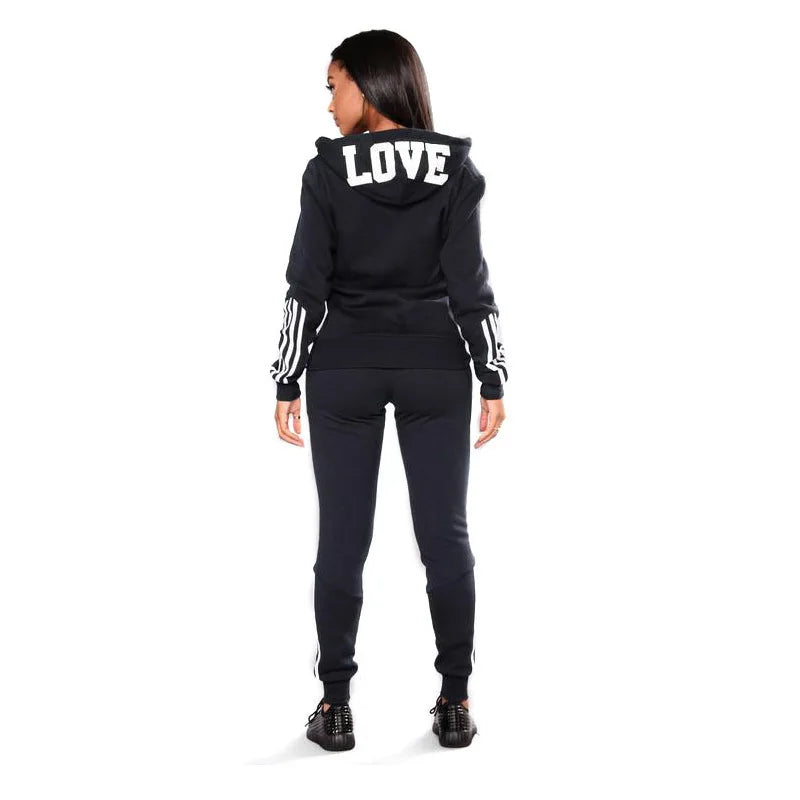 Maxy Spring Autumn Women Tracksuits Casual Zipper Hooded Slim Fit Sweatshirt Suit High Quality Printing Simplicity Jogging Pants Set