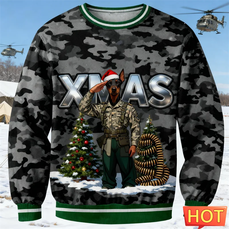 Maxy New Fashion Ugly Christmas Sweater For Men Trendy Santa Claus Animal Alien 3D Printed Sweatshirts Casual Oversized Pullover