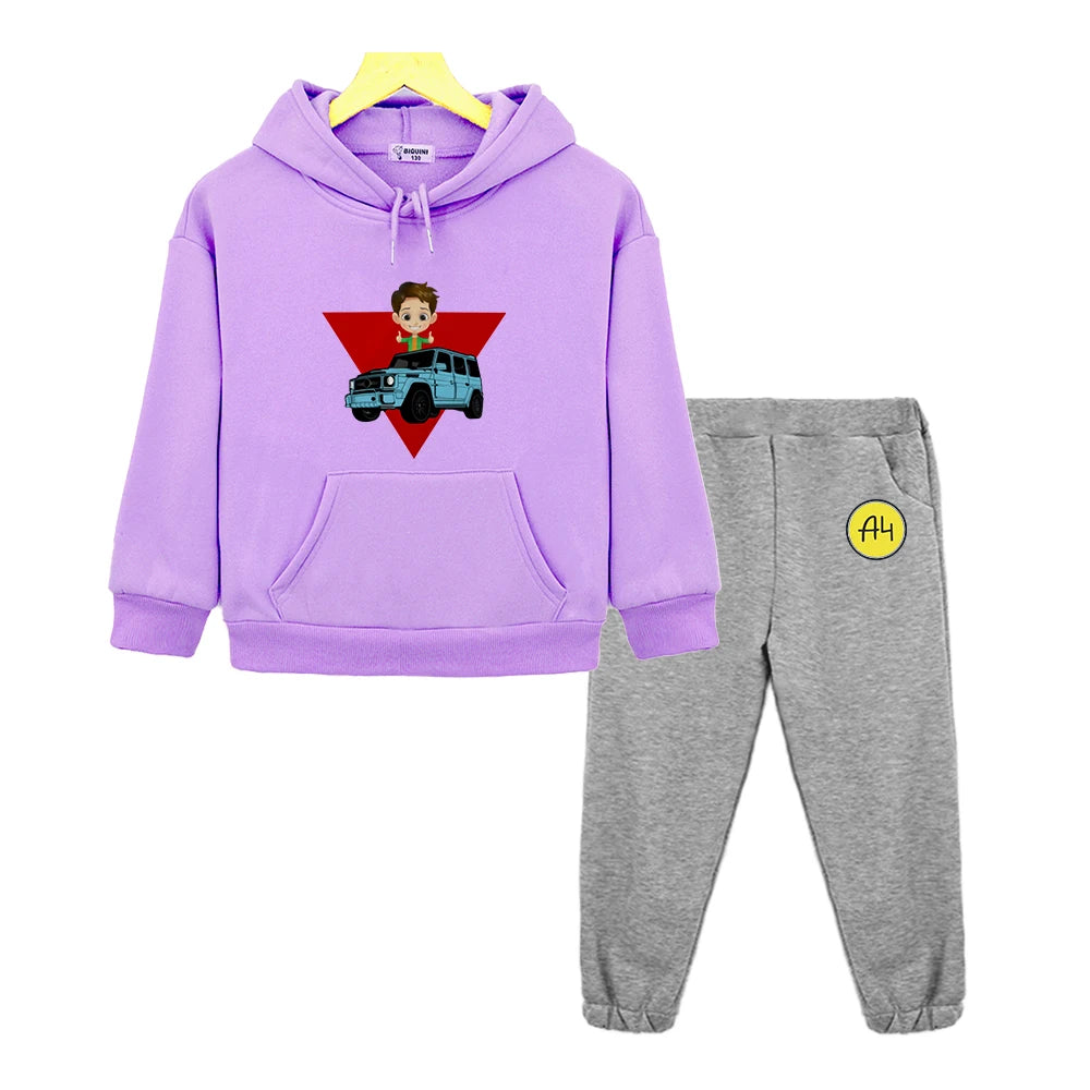 Maxy Kids Merch A4 Hoodie for Boy Suit мерч а4 Sweatshirt with Hood Children Costume Set Child Toddler Girl Winter Clothes Top Pants