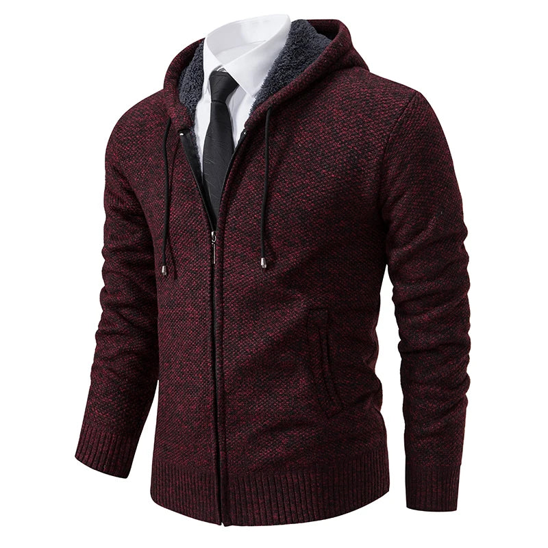 Visco Autumn And Winter New Jersey Men's Casual Sports Coat Solid Color Stand Collar Wweater Grab Fleece Warm Zipper Cardigan