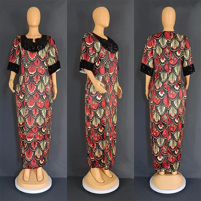 Amay Luxury Sequins Dress for Women Elegant Lady Wedding Evening Gown Plus Size  Bubu Party Dresses Muslim Kaftan Robe