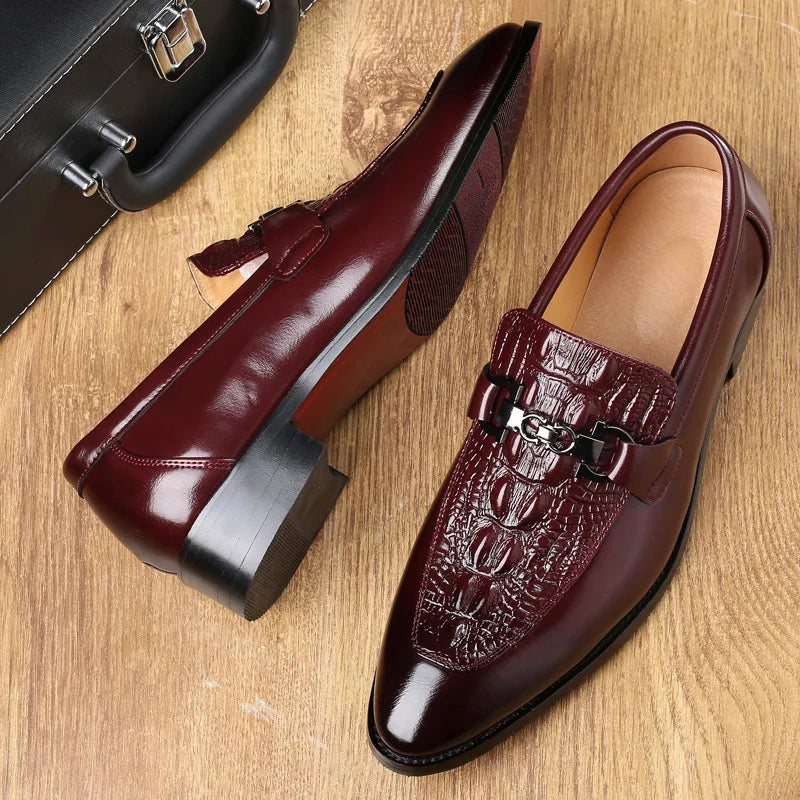 Amay Crocodile Shoes Black Business Shoes Men Oxford Leather Suit Shoes Men Italian Formal Dress Sapato Social Masculino Mariage Shoes