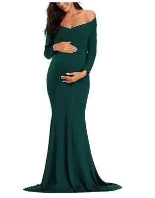 Maxy Long Sleeve Maternity Dress for Photography Props Elegant Pregnancy Clothes Pregnancy Dress Pregnant Photo Shoot Clothing