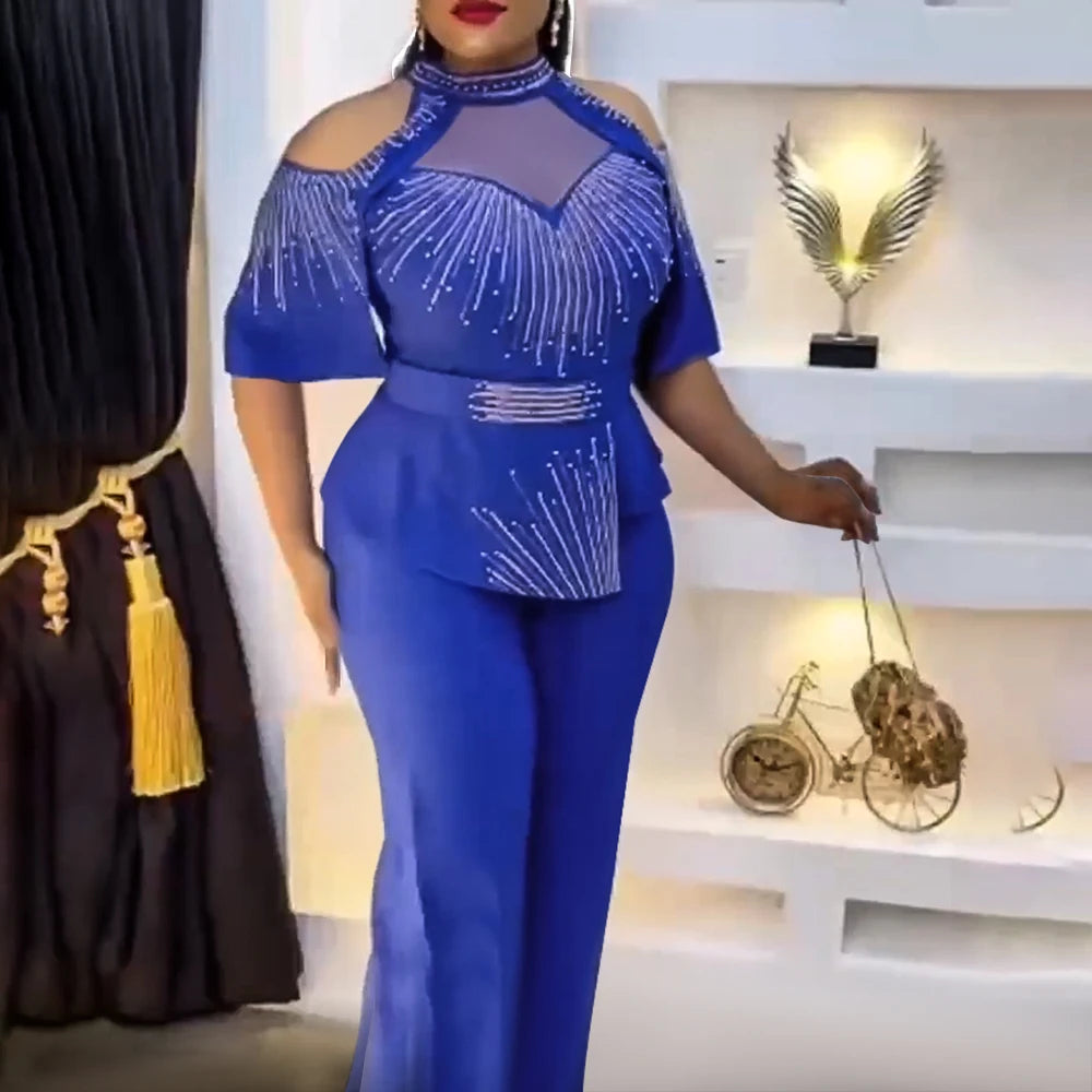 Maxy 2 Piece Set Africa Clothes 2024 New African Summer Fashion Suits Top And Trousers Plus Size Party Clothing for Lady