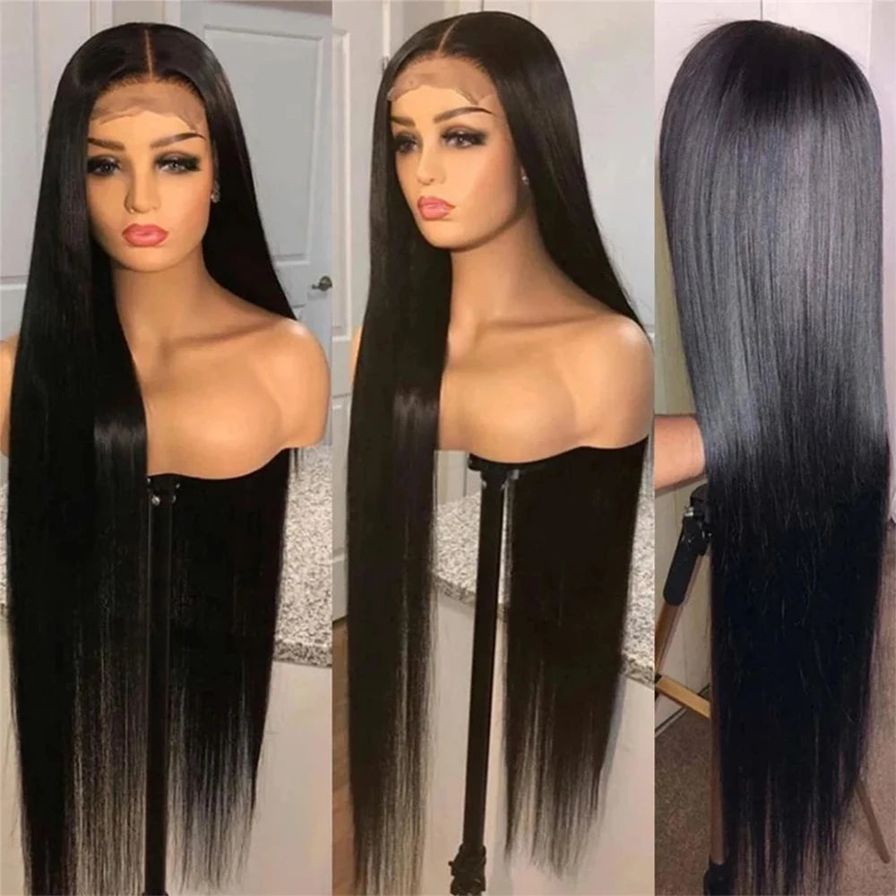 Maxy 13x4 Brazilian Straight HD Transparent Lace Frontal Human Hair Wigs 250% Density Pre Plucked Glueless Wigs Human Hair