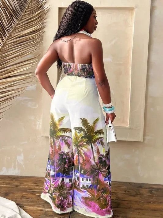 Maxy 2 Piece Women Sets Dashiki African Summer Matching Sets Print Two Pieces Sets Sleeveless Top And Pants Suits Outfits Clothing