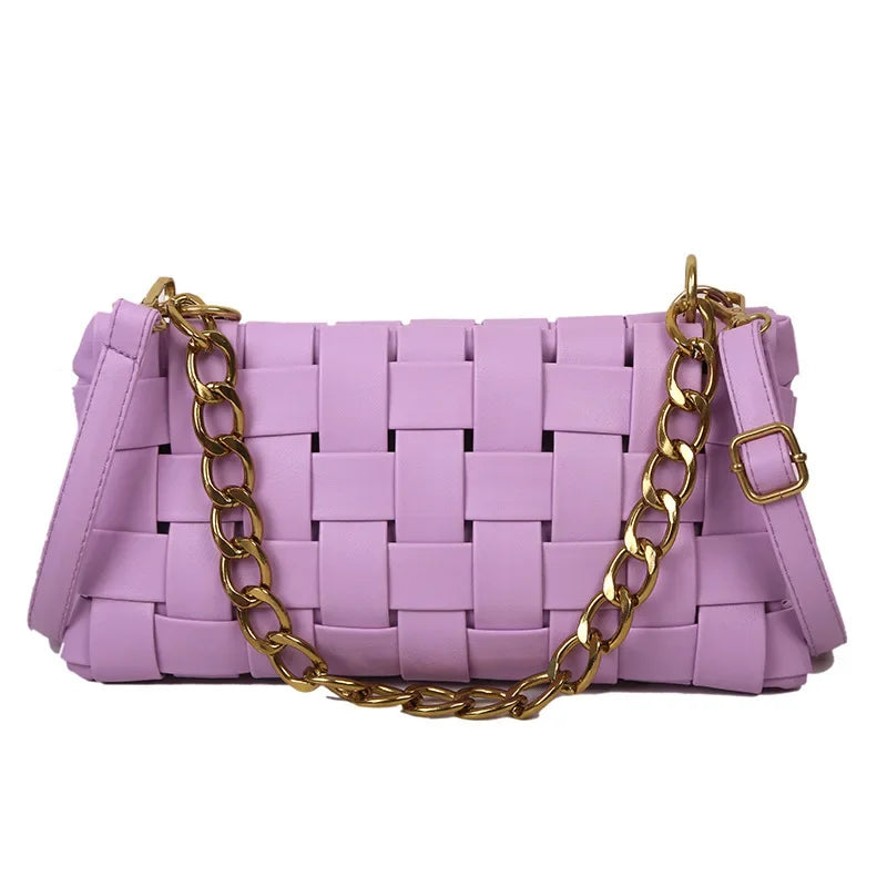 Maxy  New Trend Wild Metallic Braid Women Ladies Design Messenger Small Square Bag Luxury Handbag