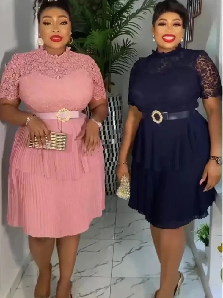 Maxy Fashion Plus Size Party Dresses for Women Dashiki Ankara Lace Evening Gowns Elegant Turkey Muslim Maxy Dress New
