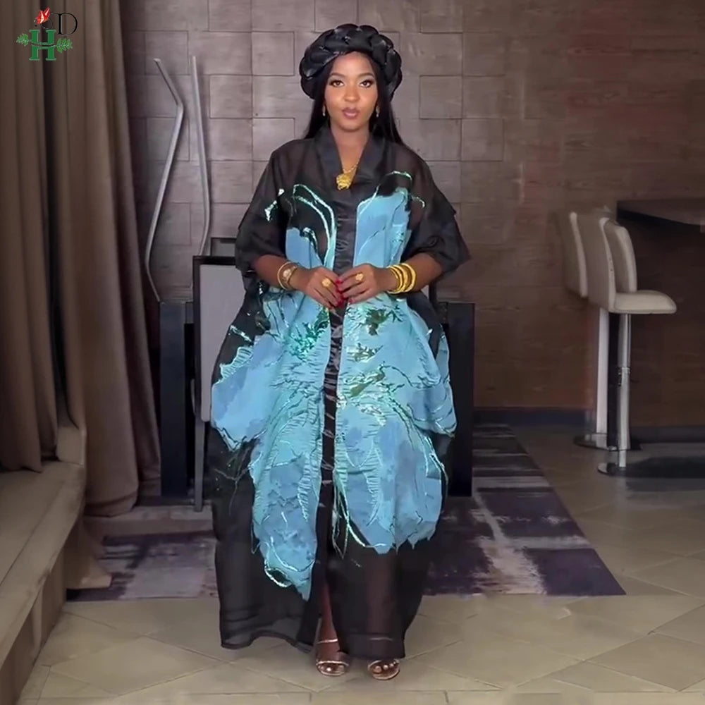 Maxy H&D Plus Size African Dresses For Women New Dashiki Ankara Turkey Outfit Gown 2 Pieces Summer Party Dress Jacquard fabric