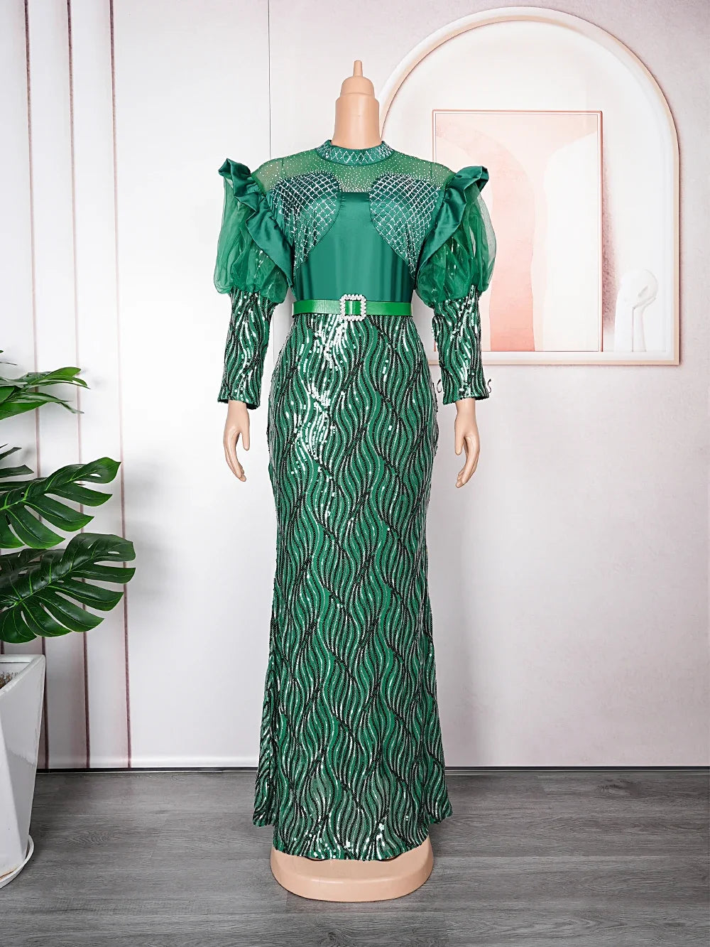 Maxy Plus Size Luxury Sequin Evening Party Long Dresses for Women Dashiki Ankara Turkey Outfits Gowns Africa Clothing
