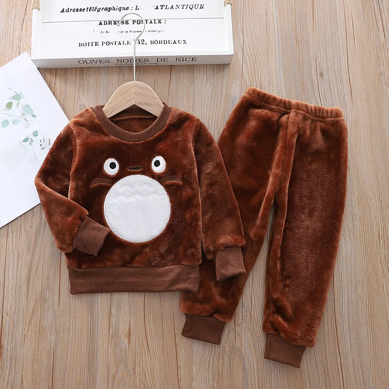 Babs Boy Clothing Set Autumn and Winter Velvet Thick Warm Casual Hooded Sweater Cartoon Cute Bear 3Pcs Toddler Girl Clothes Suit