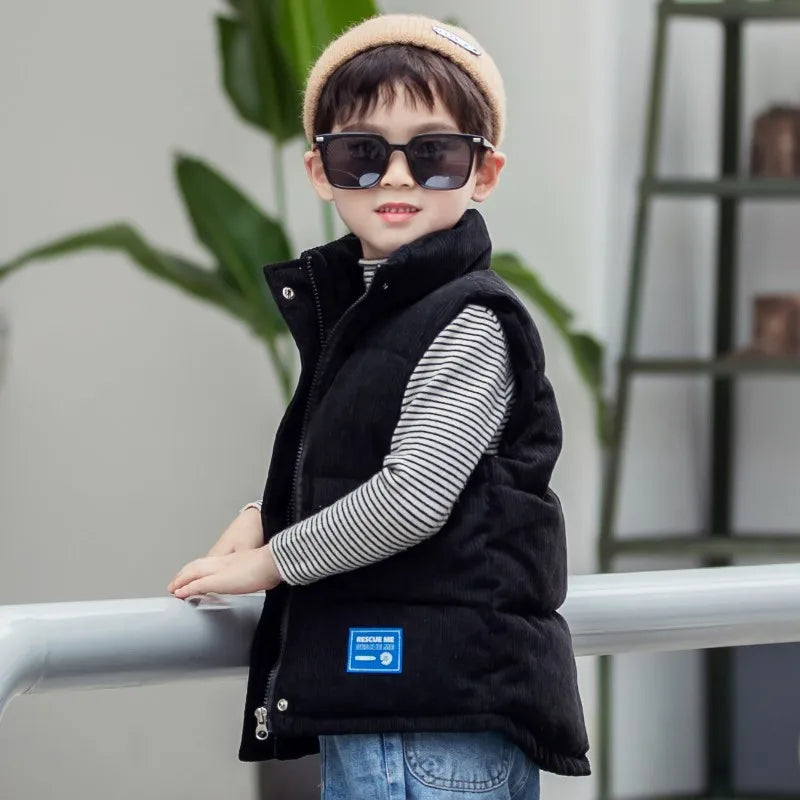 Winter Baby Boys Warm Thicken Vest Cotton Waistcoat Outerwear Kids Clothes Coat Autumn Children Jackets Toddler Girls Vest Tops