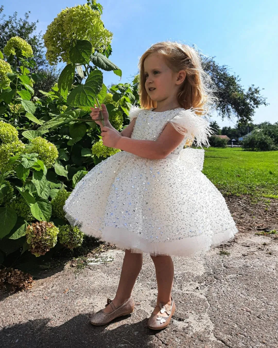 Maxy Glitter Diamonds Ball Gown Evening Vintage Princess Lace Tulle Flower Girls Dress For Kid Child Wedding Party Junior bridesmaid
