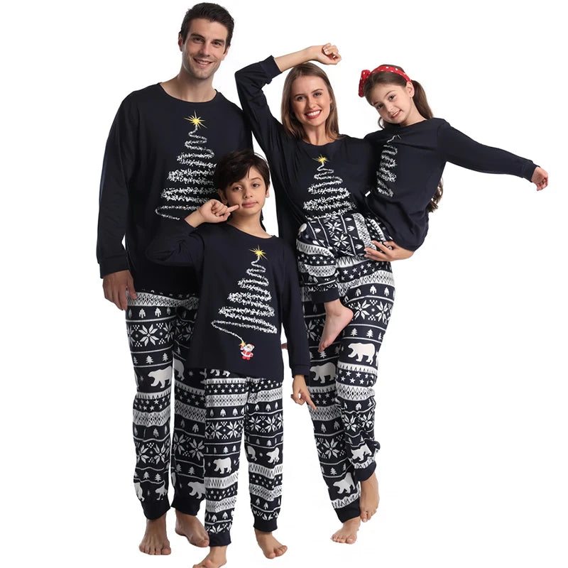 Hot Winter Max Christmas Pajamas Family Matching Outfits Xmas Mother Kids Baby Loungewear Pijama Men Women's Look Pajama Top + Pants