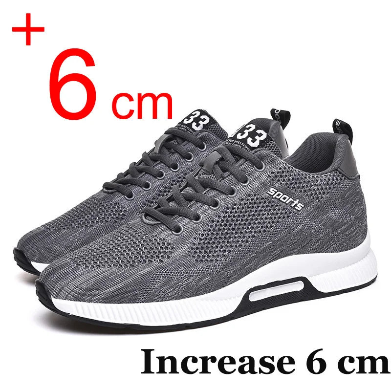 Amay Plus Size 46 Men Sneakers Elevator Shoes Summer Mesh Breathable Heightening Shoes Man Invisiable Increased 6CM Taller Shoes