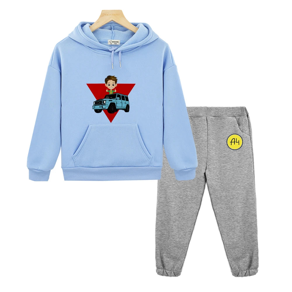 Maxy Kids Merch A4 Hoodie for Boy Suit мерч а4 Sweatshirt with Hood Children Costume Set Child Toddler Girl Winter Clothes Top Pants