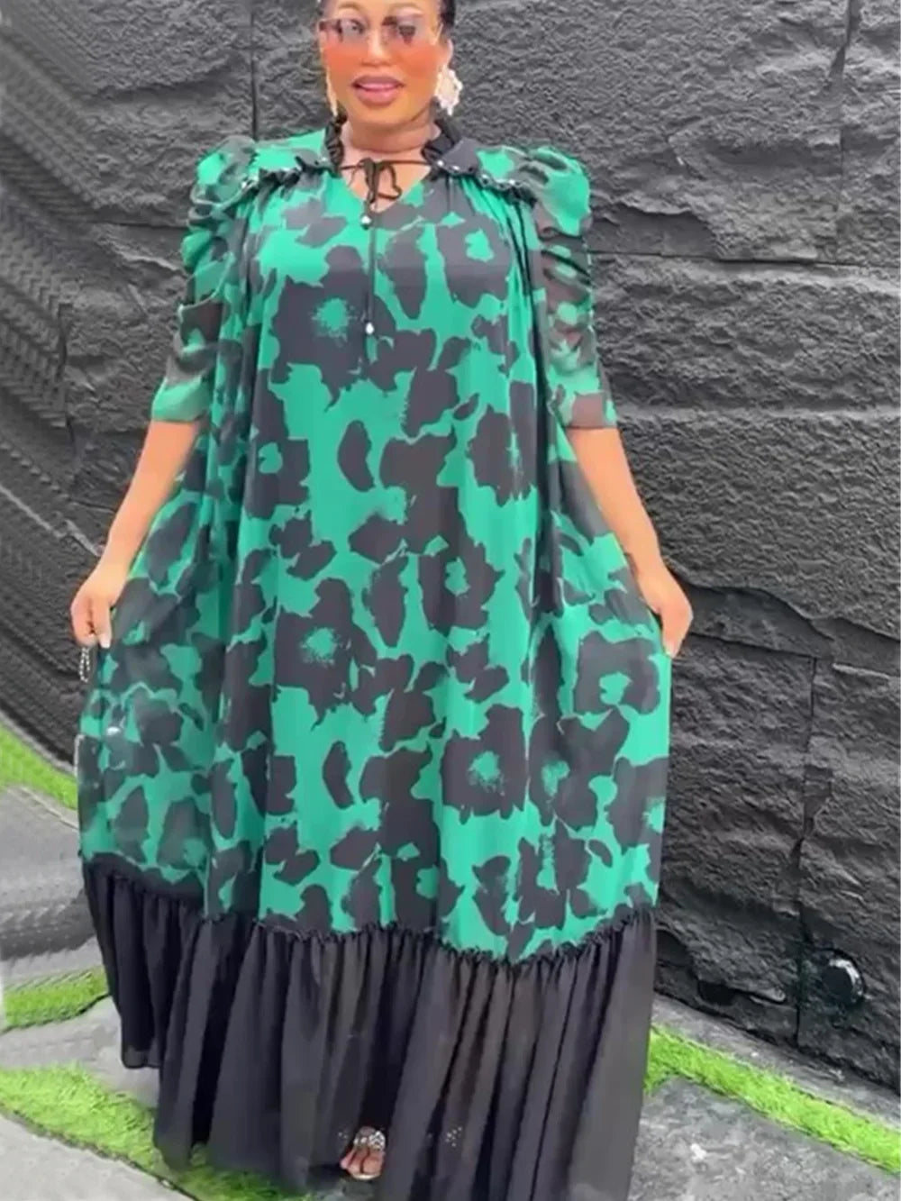Maxy Plus Size Party Evening Dresses for Women New Summer Fashion Dashiki Ankara Print Gown Elegant Muslim Maxy Dress