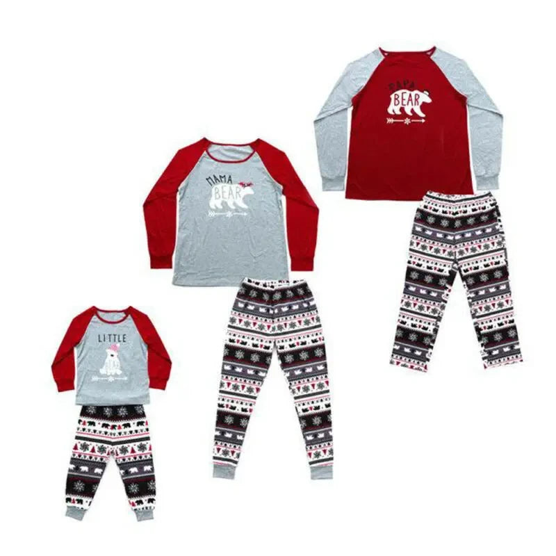 Christmas Family Matching Pajamas Set Adult Women Kids Sleepwear Nightwear Casual Clothes