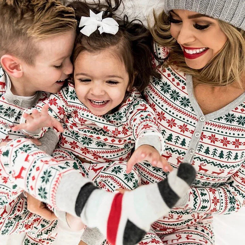 Maxy Fashion Family Christmas Matching Pajamas Set Xmas Adult Kids Mother And Daughter Father Son Sleepwear Baby Family Look Outfits