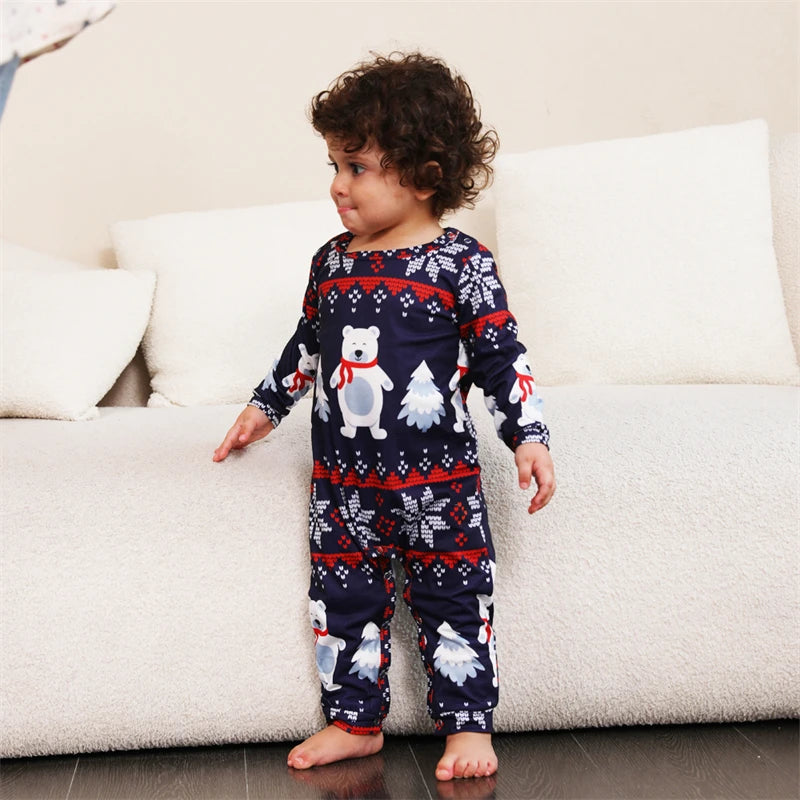 Maxy 2024 Polar Bear Christmas Family Matching Pajamas Sets Mommy and Me Xmas Pj's Clothes Father Mother Kids & Baby Pyjamas Outfits