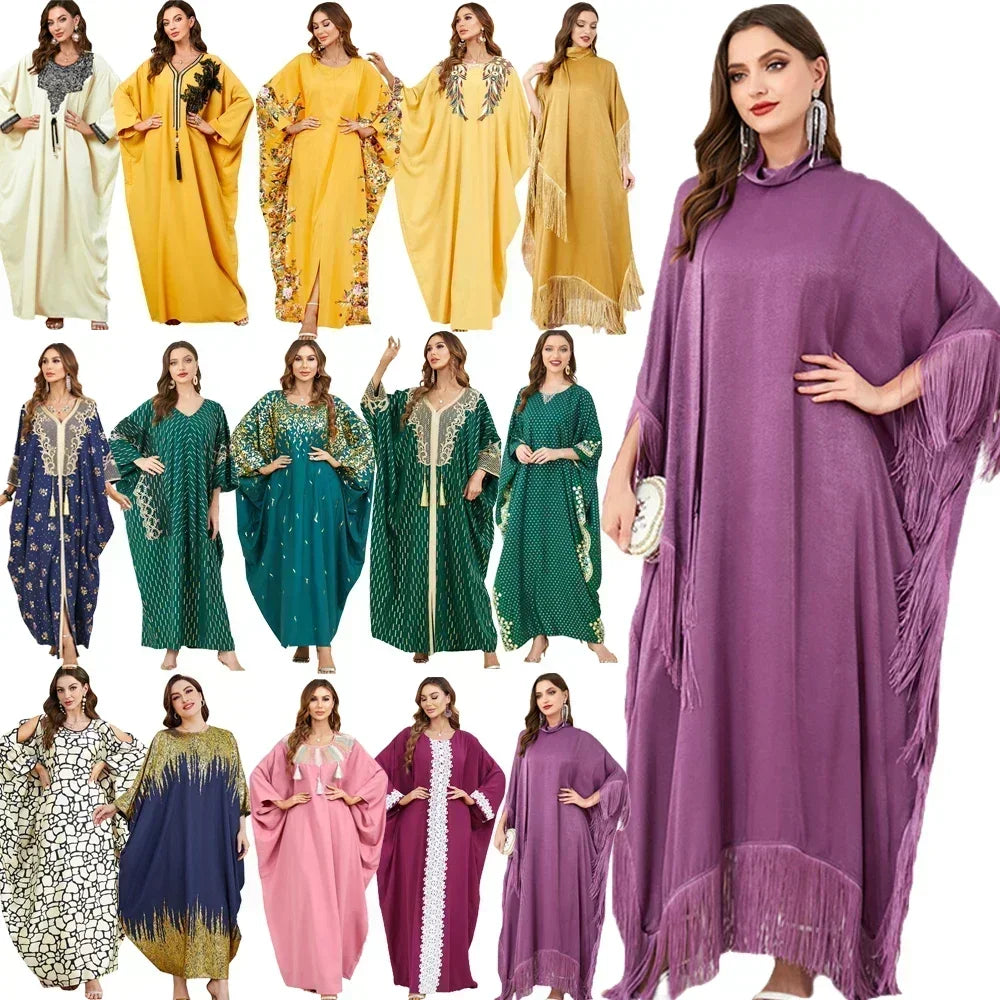 Maxy Ramadan Abayas for Muslim Women Casual Bat Sleeve Maxy Dress Turkey Arab Robe Dubai Islam Kimono Jalaiya Caftan Party Gowns