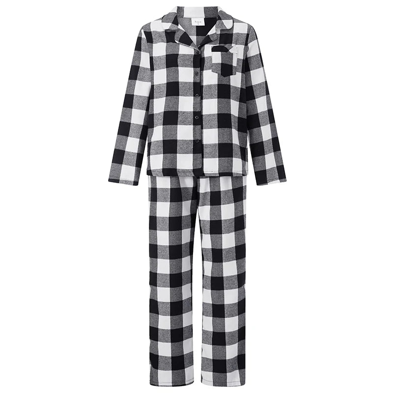 Maxy Christmas Family Pajamas Matching Set Long Sleeve Shirt with Pants Plaid Sleepwear Loungewear