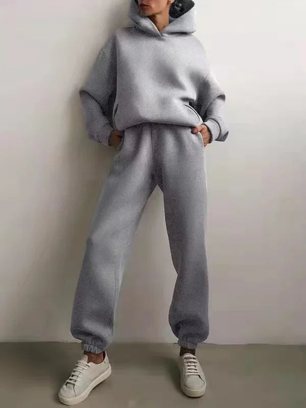 Winter Two Piece Sets Women Tracksuit Oversized Suit 2024 Autumn Trouser Suits Female Sweatshirt Solid Sports Hoodie Sportswear