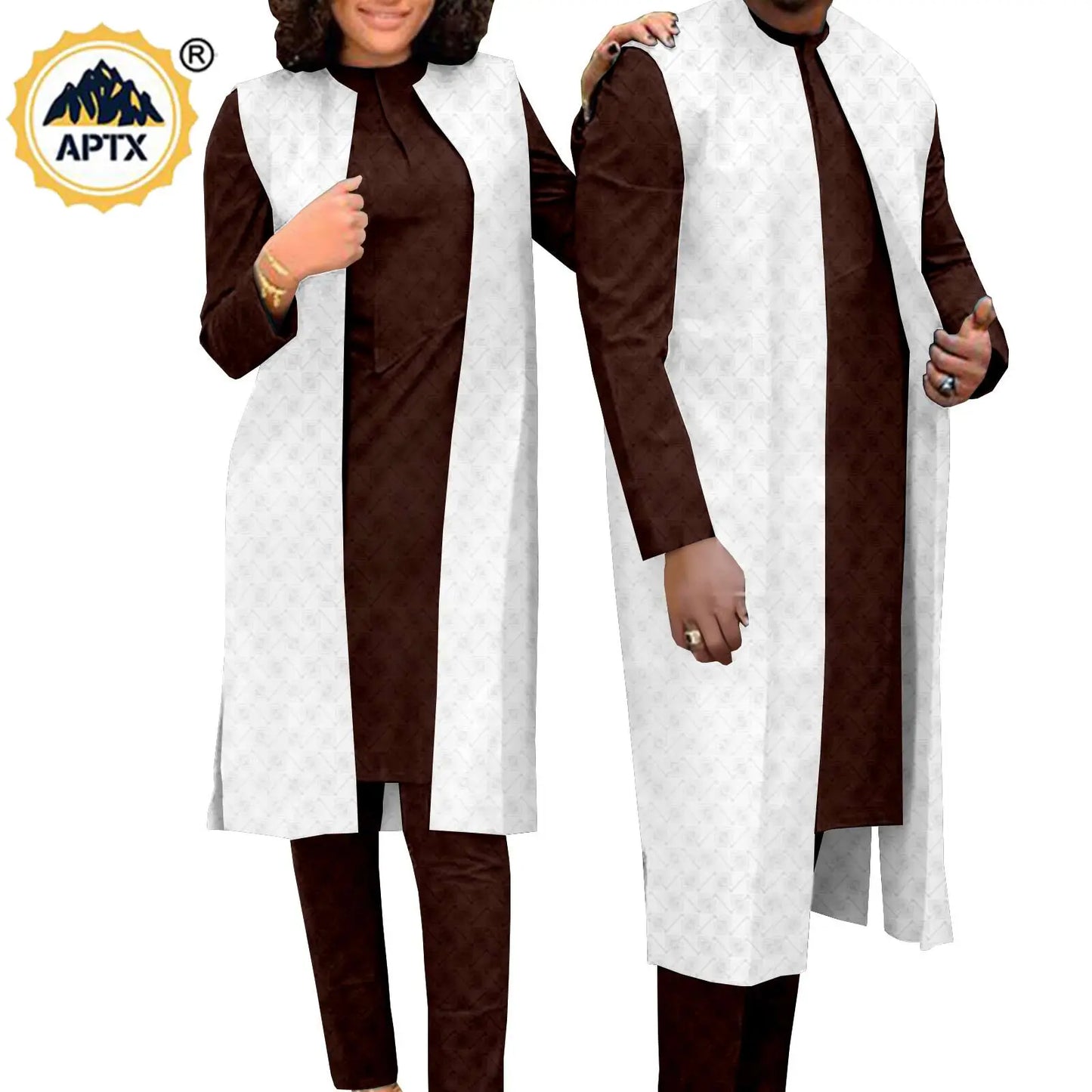 Amay Couples Clothes Bazin Riche Women Outfits 3 Pieces Sets Match Men Jacquard Shirt and Pants and Vest Jackets Sets Y22C029