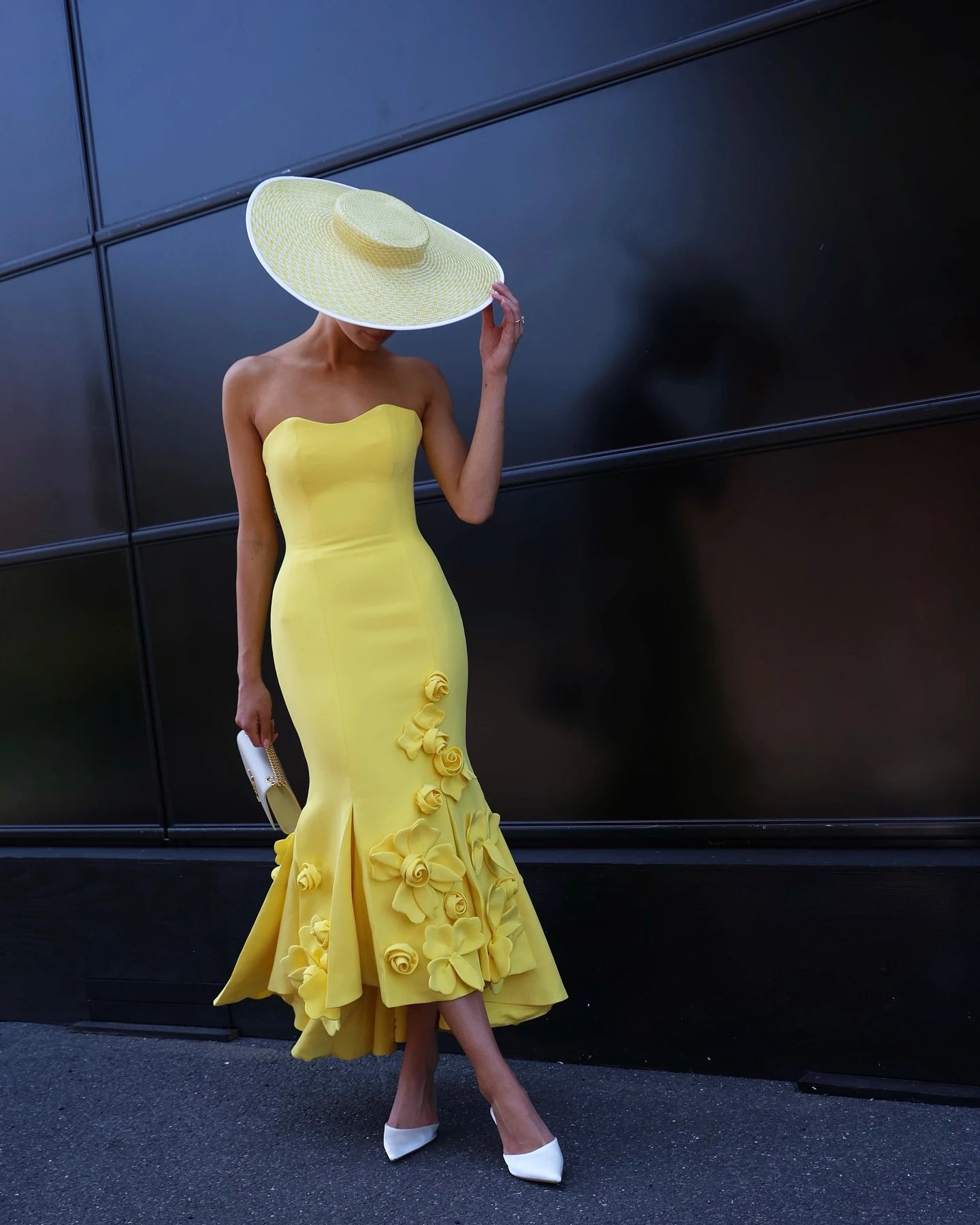 Maxy Princess Fashion Yellow Mermaid Prom Dresses Strapless Women Trumpet Gowns For Wedding Party Ankle Length Flower Gala Dress Black Girls