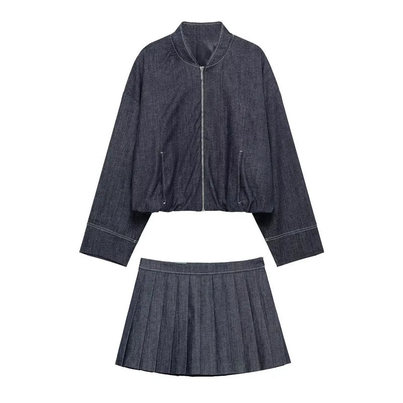 Maxy Spring outfits for women New fashion Skirts Suit Women Loose Jacket Coat Half-length Skirt Design Women Two-piece Sets