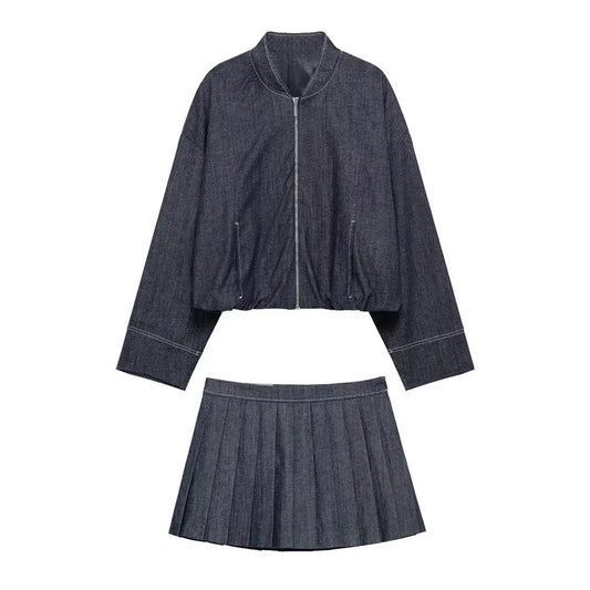 Maxy Spring outfits for women New fashion Skirts Suit Women Loose Jacket Coat Half-length Skirt Design Women Two-piece Sets